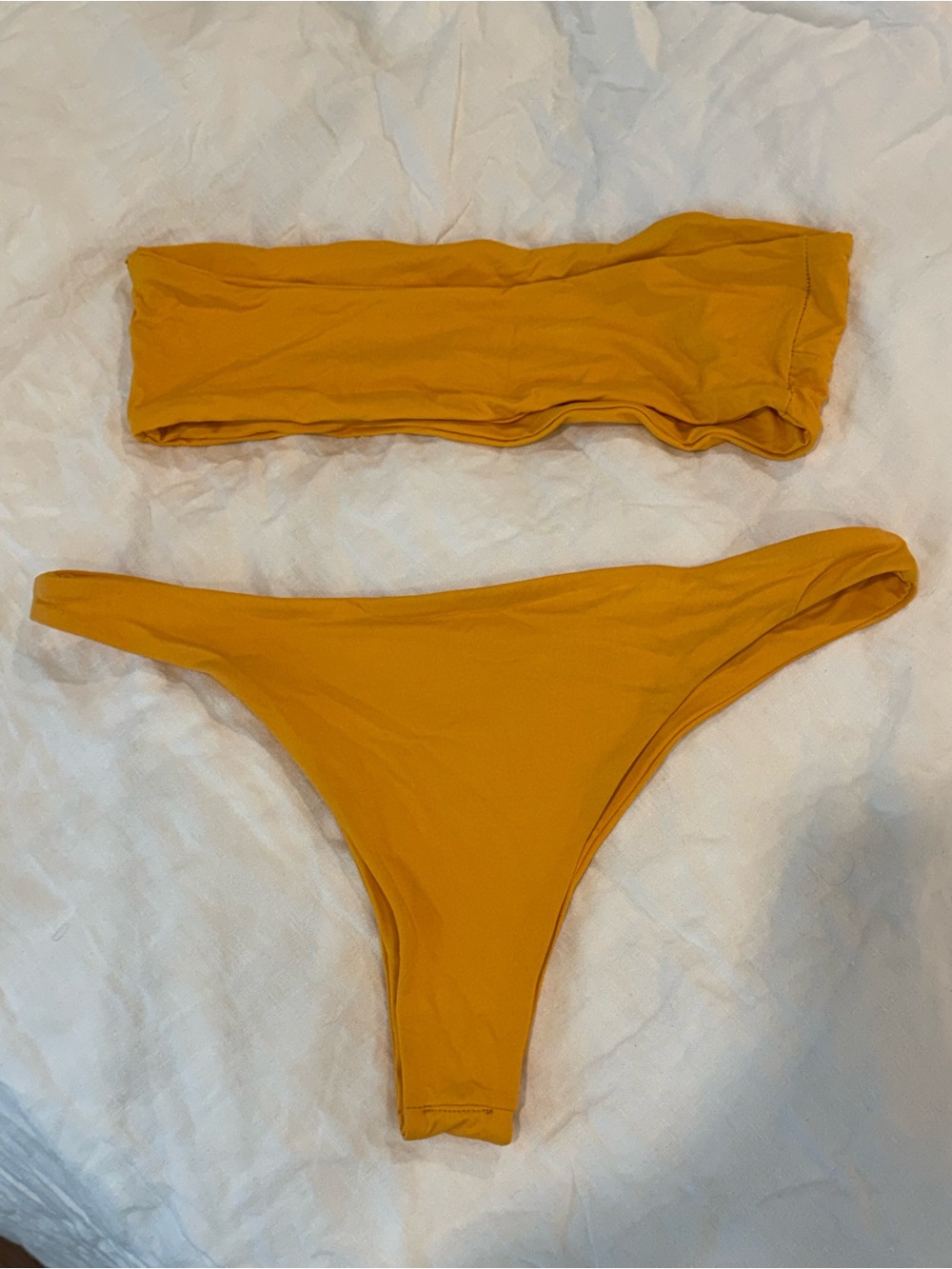 Toast Swim - Orange Bandeau Bikini Set - Top M & Bottom L